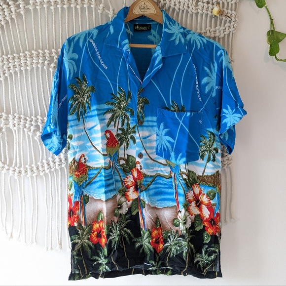 Vintage 90's Short-Sleeve Hawaiian Shirt Medium - Picture 1 of 5